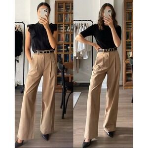 Everlane Trousers 14 Short The Way High Drape Pant Ash Brown Wide Leg Lyocell